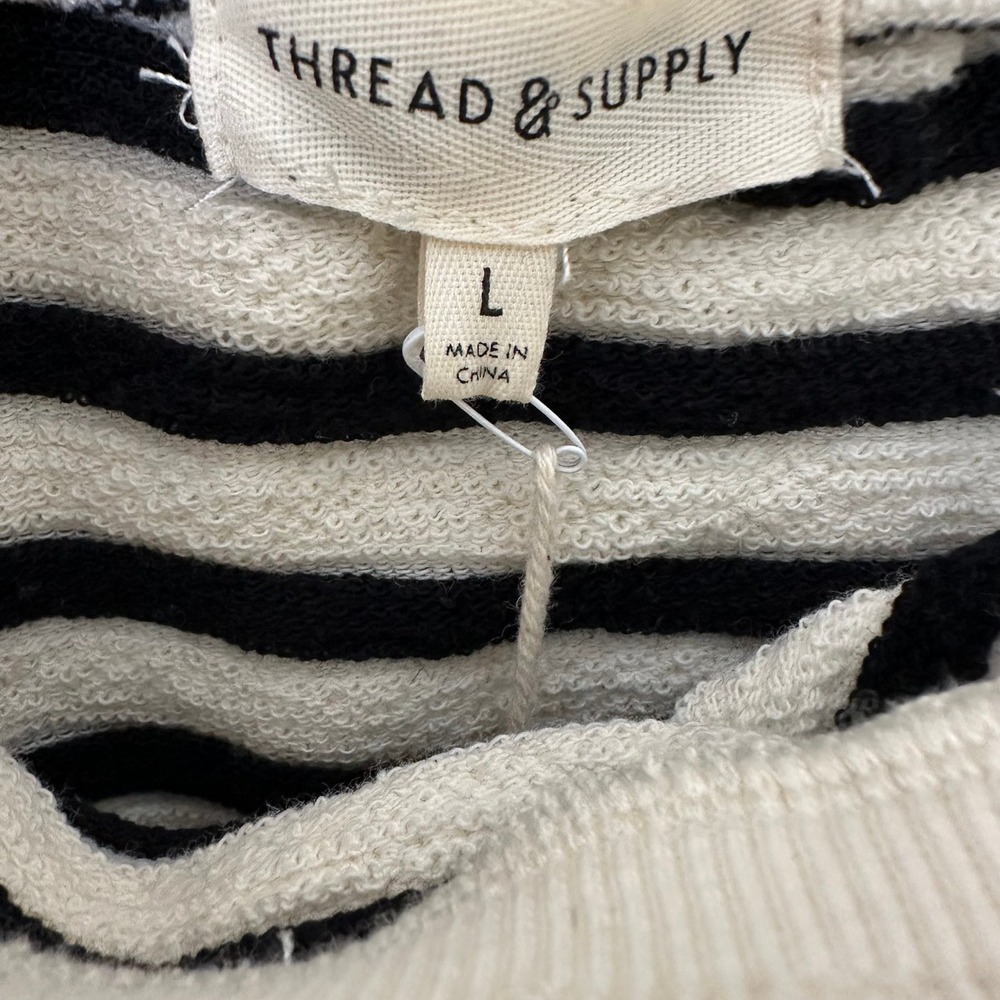 Thread & Supply Striped Sweat Shorts Skirts Set of 2 Mustard Black White Size L - Picture 5 of 10